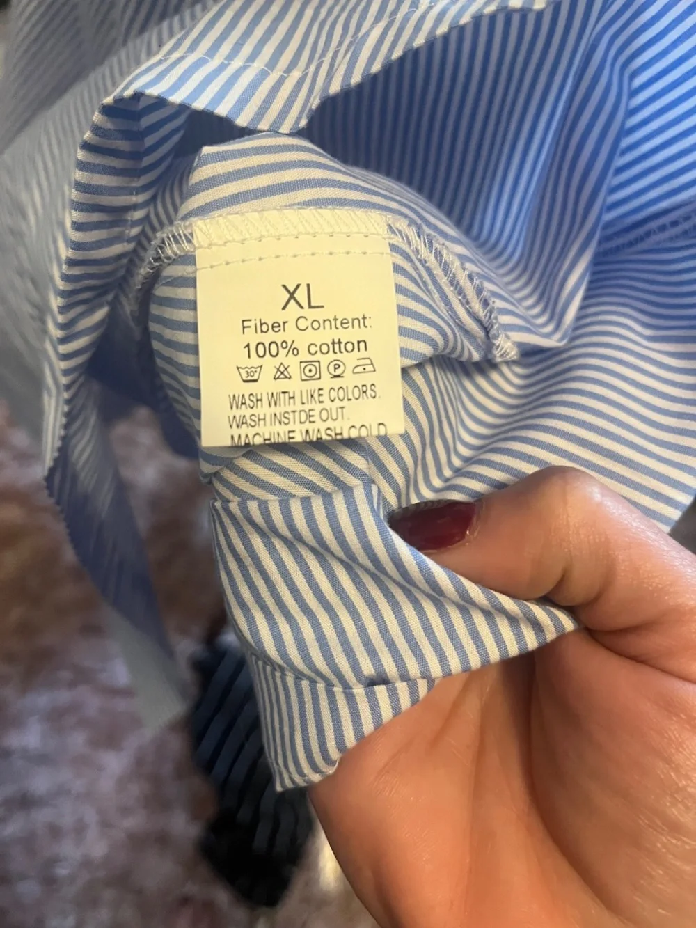 Blue & White Stripe Cotton Shirtdress | Belted | 100% Cotton - Picture 7 of 10